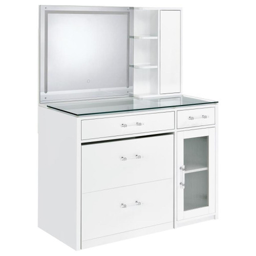 Flora - 2-Drawer Vanity Set With LED Mirror - White High Gloss