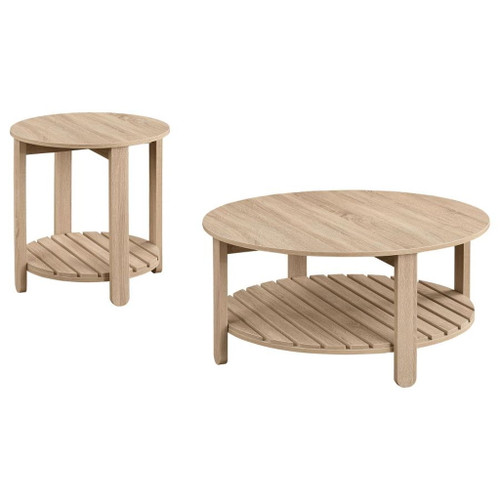 Fowler - 2 Piece Round Coffee And End Table Set - Natural
