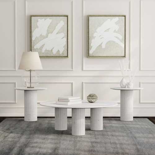 Astoria - 3 Piece Marble Coffee And End Table Set - White