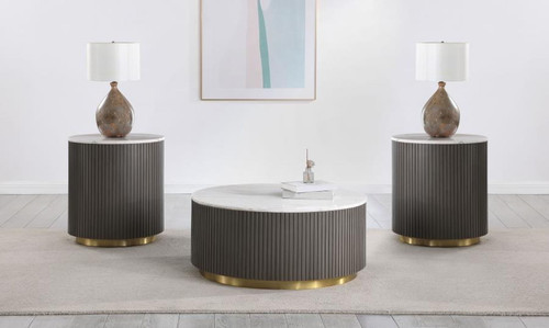 Jason - 3 Piece Round Marble Coffee And End Table Set - White