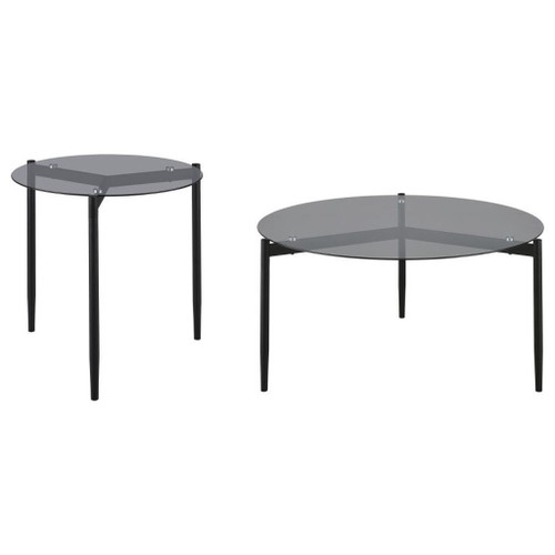 Rosalie - 2 Piece Round Coffee And End Table Set - Gray
