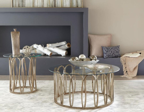 Monett - 2 Piece Coffee And End Table Set - Chocolate Brass