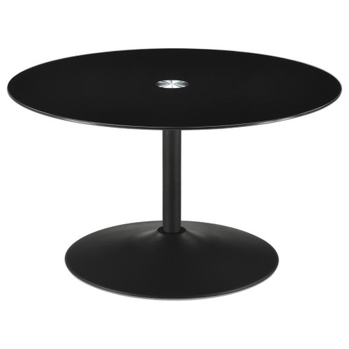 Ganso - 3 Piece Round Glass Top Coffee And End Table Set - Black