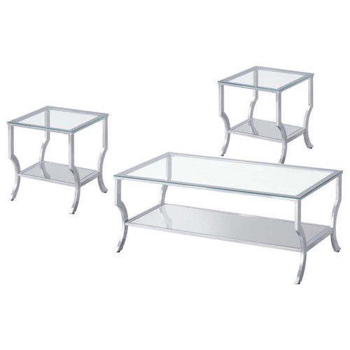 Saide - 3 Piece Glass Top Coffee And End Table Set - Chrome