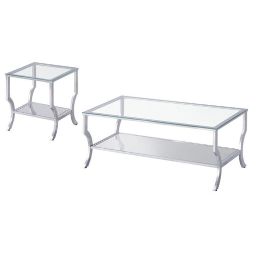 Saide - 2 Piece Glass Top Coffee And End Table Set - Chrome