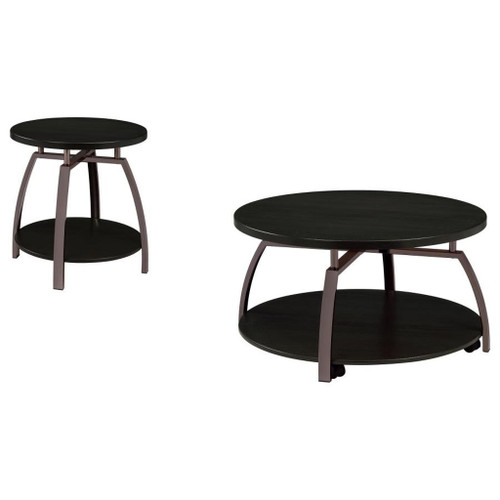 Dacre - 2 Piece Round Coffee And End Table Set - Dark Charcoal