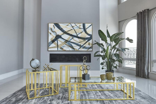 Adri - 3 Piece Coffee And End Table Set - Matte Brass