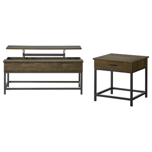 Byers - 2 Piece Lift Top Coffee And End Table Set - Brown Oak