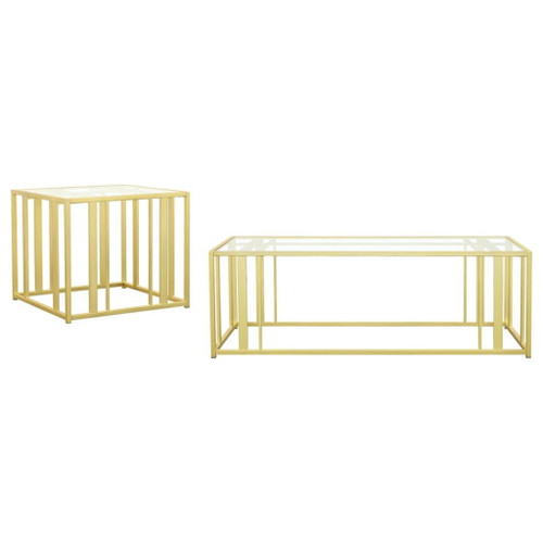 Adri - 2 Piece Coffee And End Table Set - Matte Brass