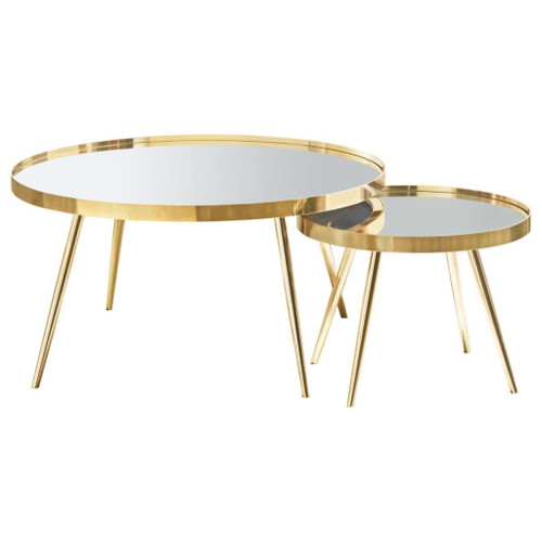 Kaelyn - 4 Piece Round Coffee And End Table Set - Gold