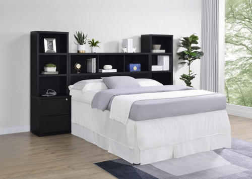 Westpark - 3 Piece Queen Bedroom Set Bookcase Headboard - Black