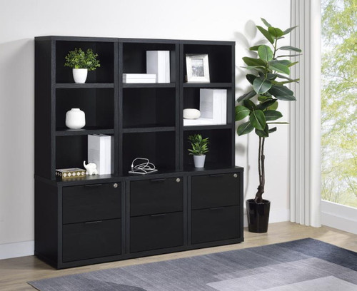 Westpark - 3 Piece Wall Unit Bookcase Set With USB - Black