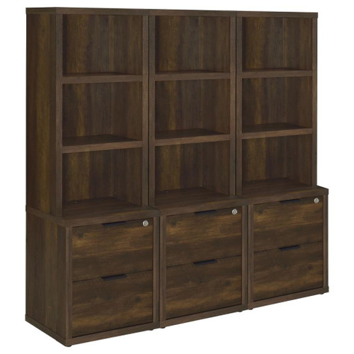 Westpark - 3 Piece Wall Unit Bookcase Set With USB - Dark Pine
