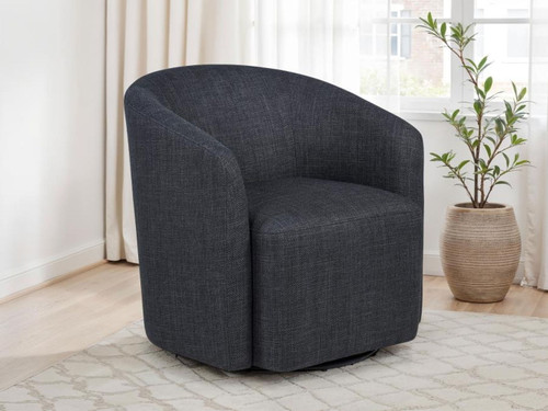 Mossbrook - Fabric Upholstered Swivel Accent Chair - Anthracite
