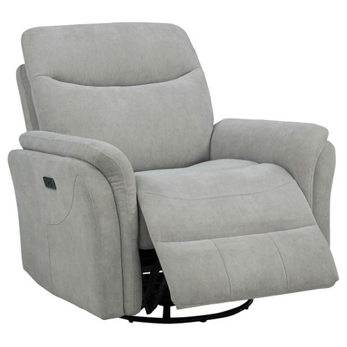 Adler - Upholstered Power Swivel Glider Recliner - Ivory