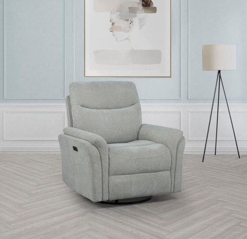 Adler - Upholstered Power Swivel Glider Recliner - Ivory