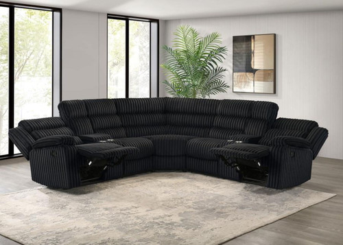 Atkinson - Upholstered Reclining Sectional Sofa - Black