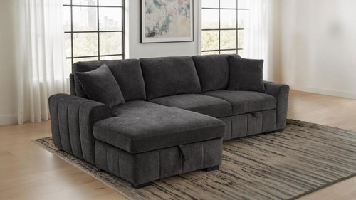 Pastrana - Upholstered Sleeper Sectional Sofa LAF Chaise - Charcoal Gray