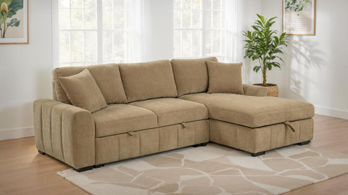 Pastrana - Upholstered Sleeper Sectional Sofa RAF Chaise - Camel