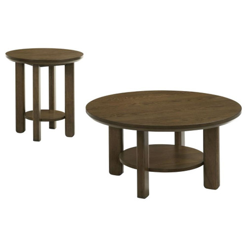 Ottowa - 2 Piece Round Wood Coffee Table Set - Brown