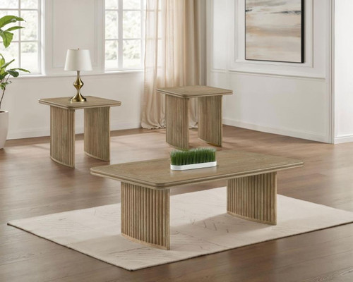 Adina - 3 Piece Wood Coffee Table Set - Distressed Light Brown