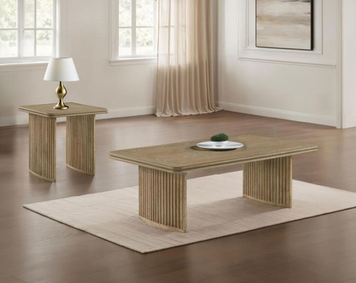 Adina - 2 Piece Wood Coffee Table Set - Distressed Light Brown