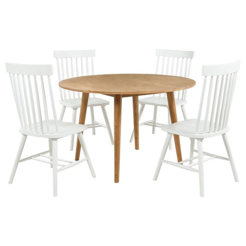 Andrews - 5 Piece Round Dining Table Set - Light Ash And White