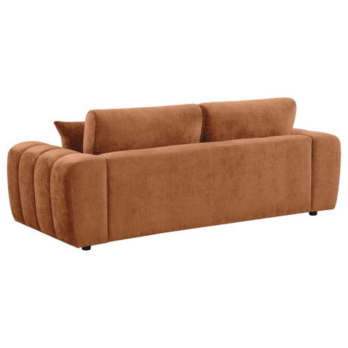 Burnett - 3 Piece Chenille Upholstered Sofa Set - Burnt Orange