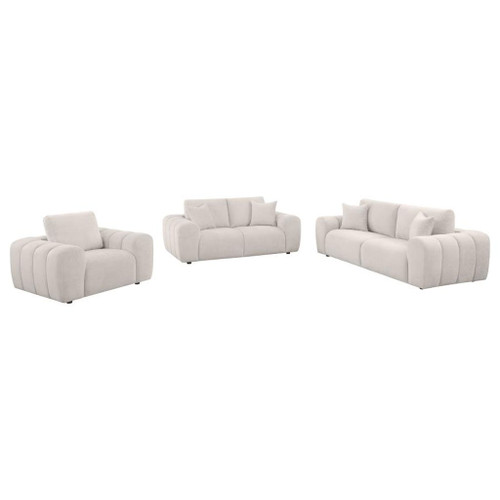 Burnett - 3 Piece Chenille Upholstered Sofa Set - Ivory