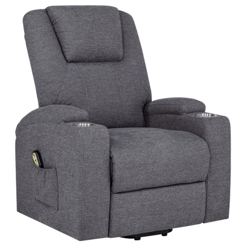 Louie - Chenille Upholstered Power Lift Massage Chair - Dark Gray