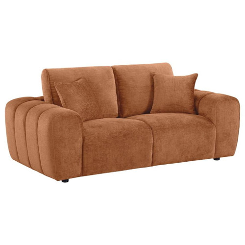 Burnett - Chenille Upholstered Wide Arm Loveseat - Burnt Orange
