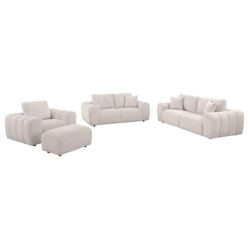 Burnett - 4 Piece Chenille Upholstered Sofa Set - Ivory