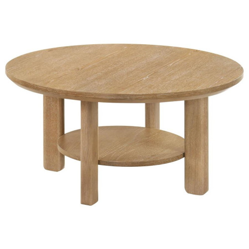 Ottowa - 36" Round Wood Cocktail Coffee Table Washed - Light Oak