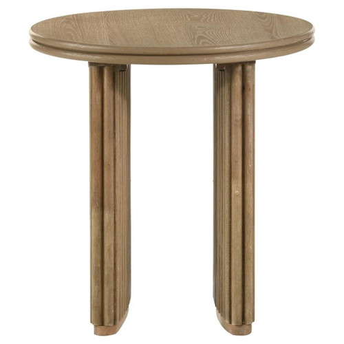 Adina - Round Wood Side End Table - Distressed Light Brown
