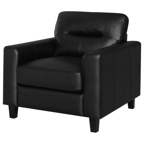 Scotland - Faux Leather Upholstered Track Arm Chair - Black