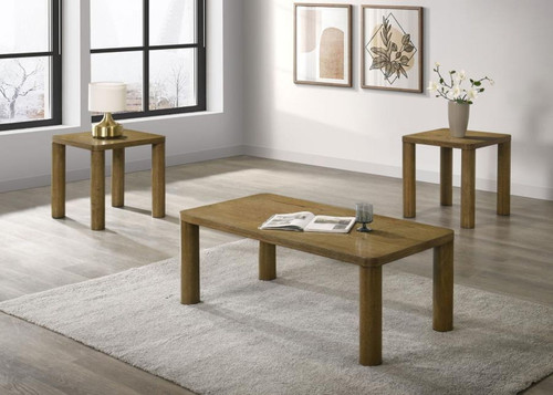 Castlewood - 3 Piece Cocktail Coffee Table Set - Brown Oak