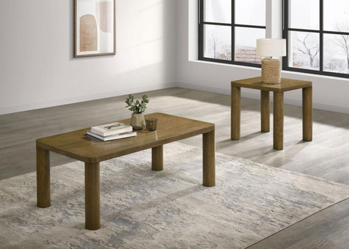 Castlewood - 2 Piece Cocktail Coffee Table Set - Brown Oak