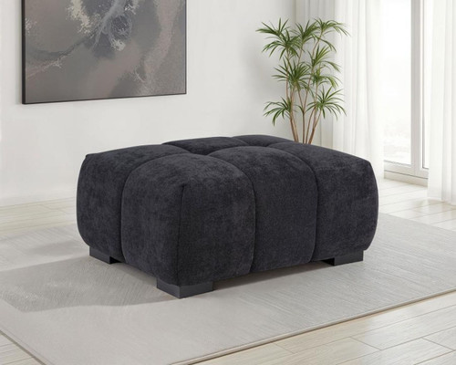 Octavia - Fabric Rectangular Upholstered Ottoman - Black