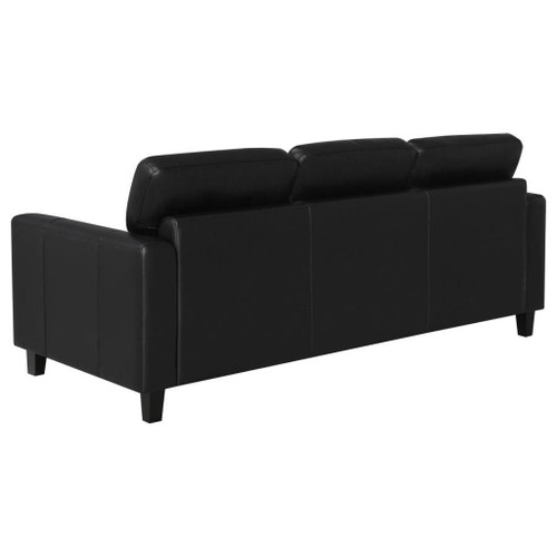 Scotland - 3 Piece Faux Leather Upholstered Sofa Set - Black
