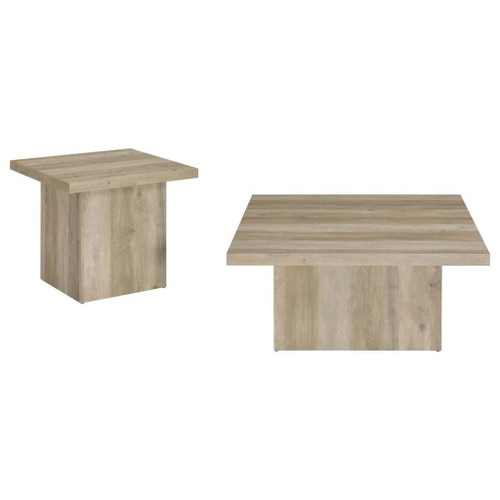 Devar - 2 Piece Square Coffee End Table Set - Distressed Pine