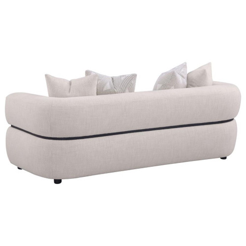 Jeanette - 3 Piece Fabric Upholstered Round Arm Sofa Set - Beige