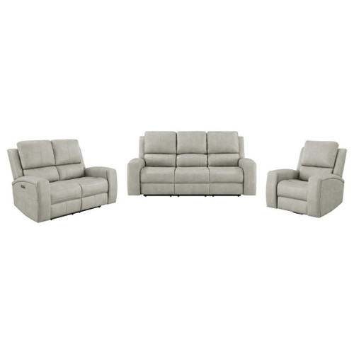 Brickston - 3 Piece Triple Power Reclining Sofa Set - Gray