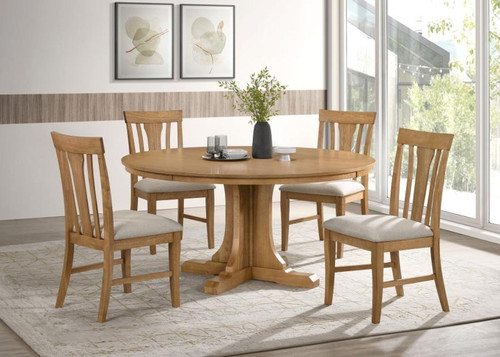 Hartville - 5 Piece Round Dining Table Set - Natural Light Brown