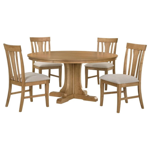 Hartville - 5 Piece Round Dining Table Set - Natural Light Brown