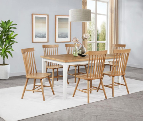 Andrews - 7 Piece Rectangular Dining Set - Light Ash And White