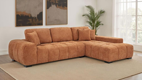 Octavia - Fabric Upholstered Sectional Chaise Sofa - Orange