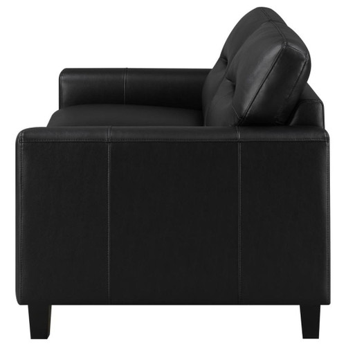 Scotland - Faux Leather Upholstered Track Arm Loveseat - Black