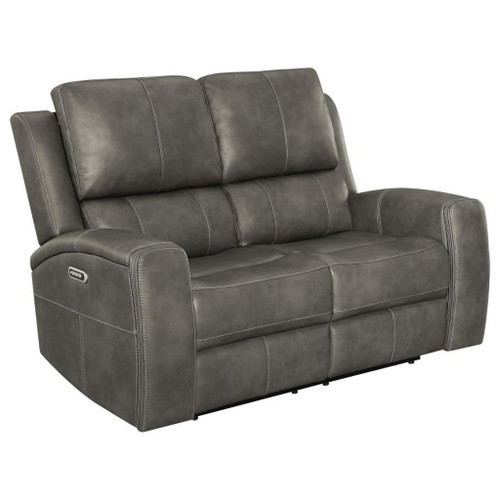 Brickston - Triple Power Reclining Loveseat - Charcoal