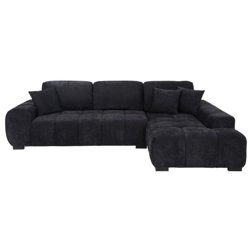 Octavia - Fabric Upholstered Track Arm Sectional Sofa - Black