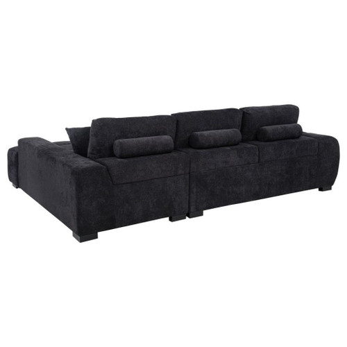 Octavia - Fabric Upholstered Track Arm Sectional Sofa - Black